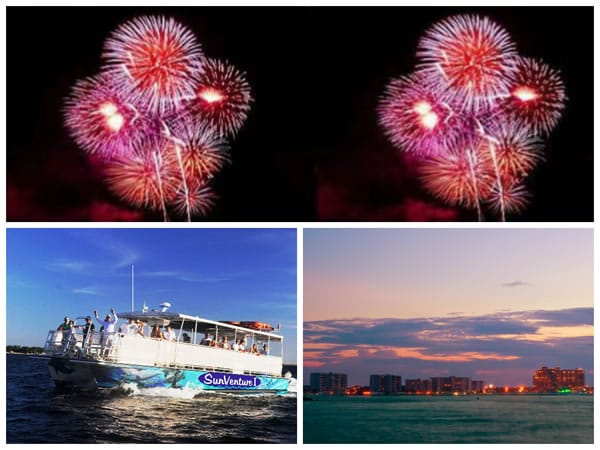 destin cruises fireworks collage