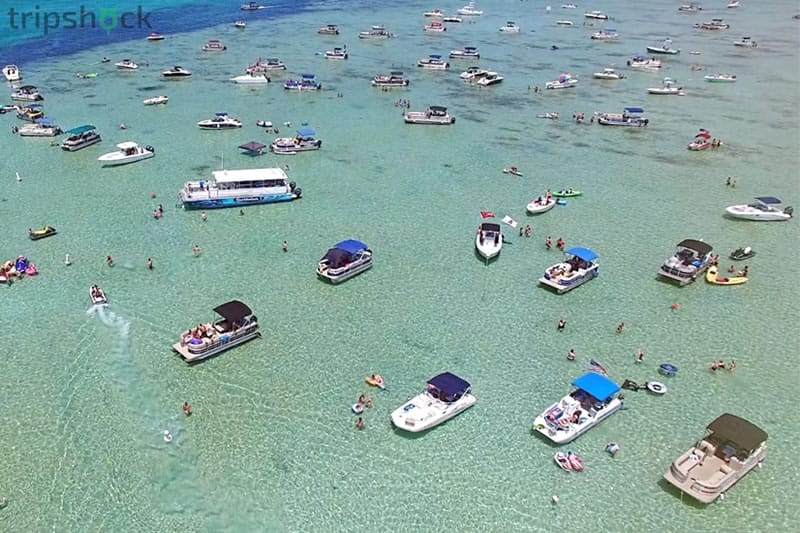 crab island destin tripshock aerial shot